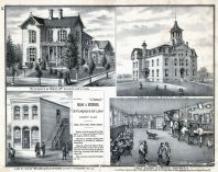 Wilson and Hutchinson Law Office, Eagle Saloon, J.J. Feutz, Mrs. L. Mc.Lean, Residence, Public School Building, Olney, Richland County 1875